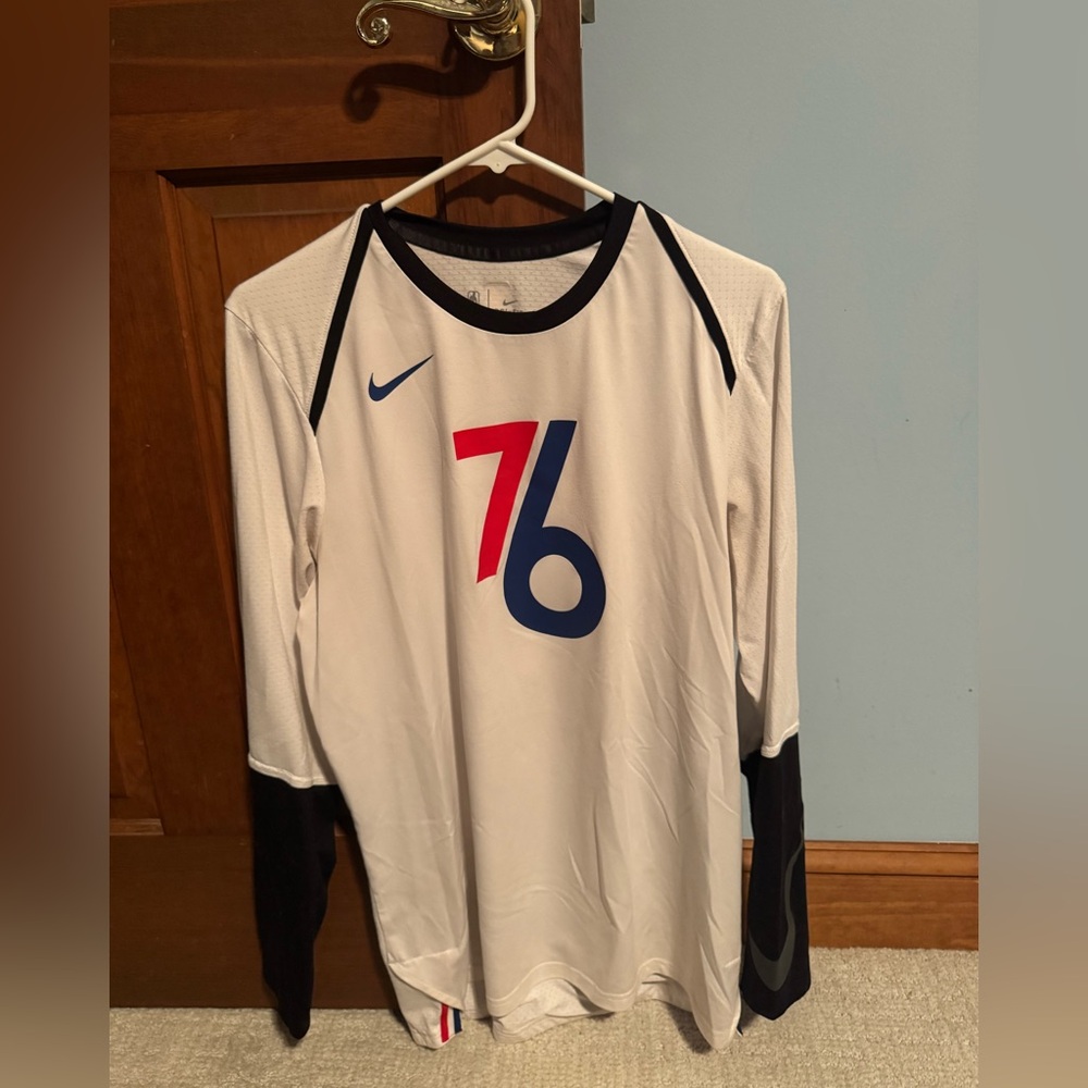 Nike Philadelphia 76ers White Dri-FIT Shooting Shirt